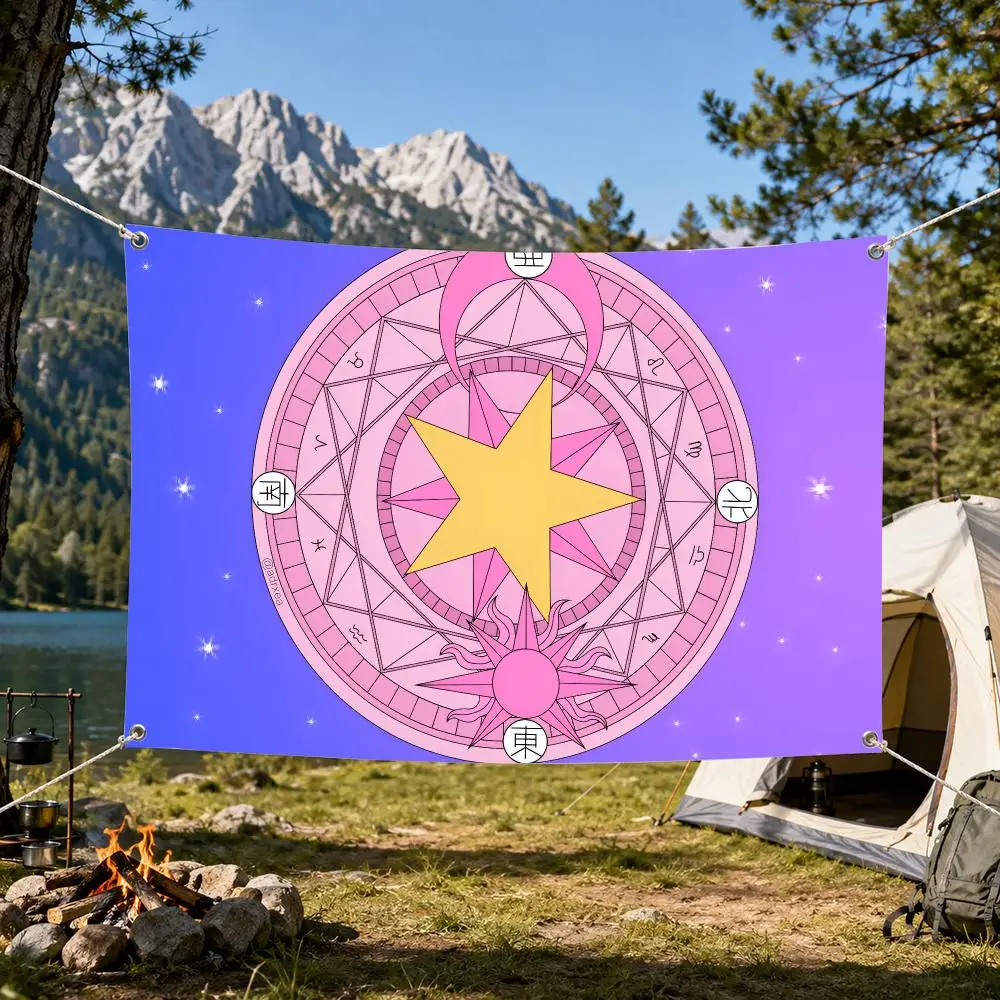 Cardcaptor Sakura Flags Aesthetic Wall Tapestry Printed Wall Hanging Living Room Party Outdoor Decor