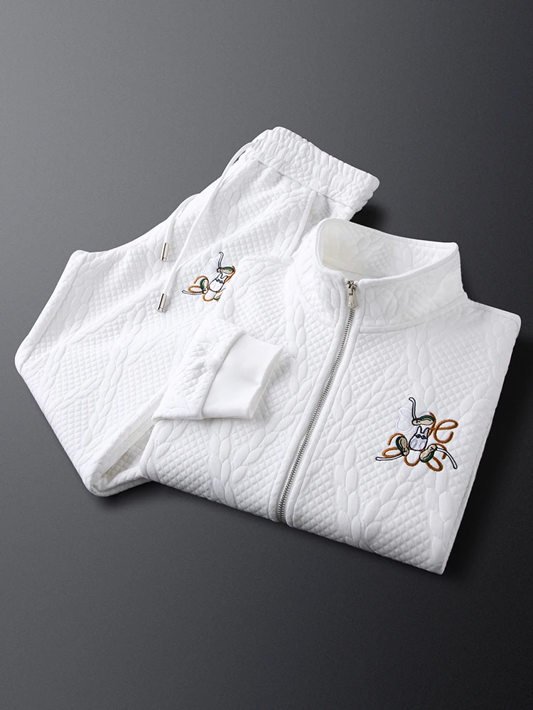 

Ja Charles Роскошный осенне-зимний мужской повседневный костюм, спортивная одежда с вышивкой, узкий длинный свек, модный облегающий кардиган