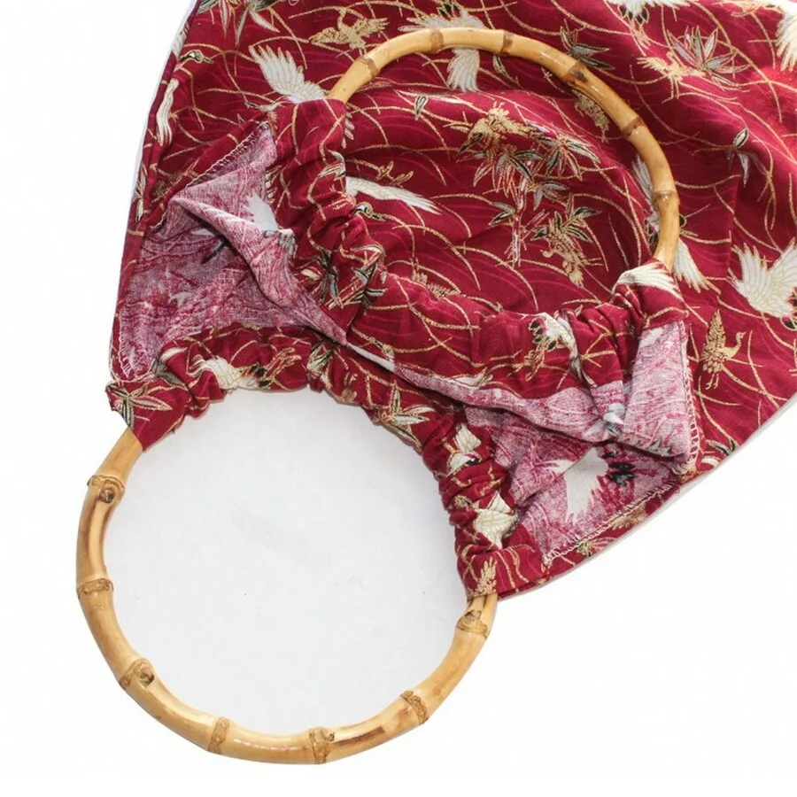 Alça redonda de bambu para bolsa artesanal, alça de substituição para caixa de presente, alça de bambu, 2 peças