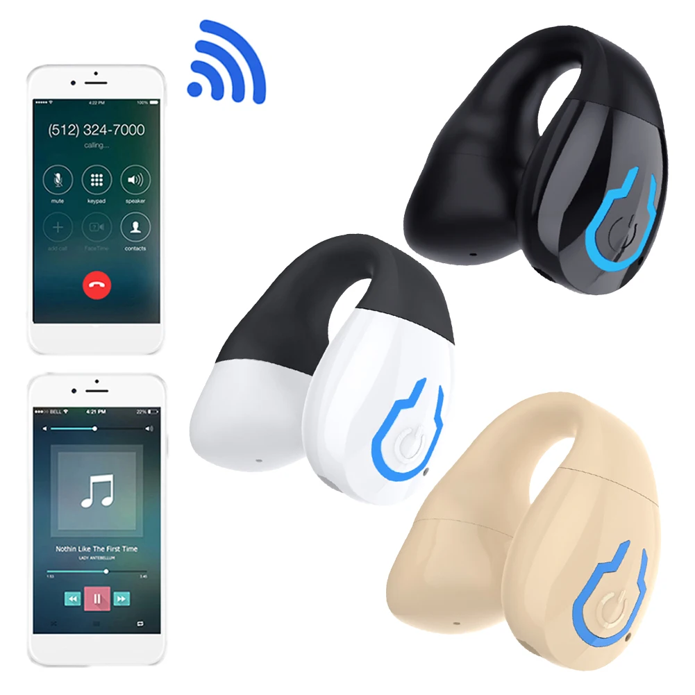 Wireless Earbuds Bluetooth-Compatible 5.4 Single Sports Headset Waterproof Clip On EarBuds for Sport Fitness and Workouts