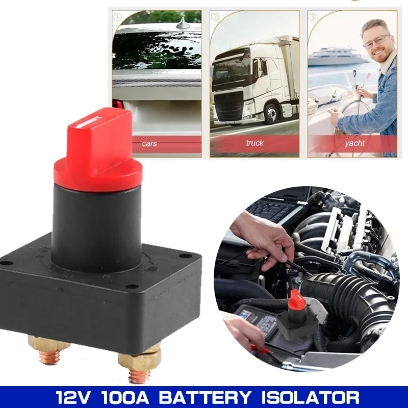 

Mini Portable Waterproof Auto Car Truck Boat Camper 12V 100A Battery Isolator Disconnect Cut Off Switch Battery Cut Off Power