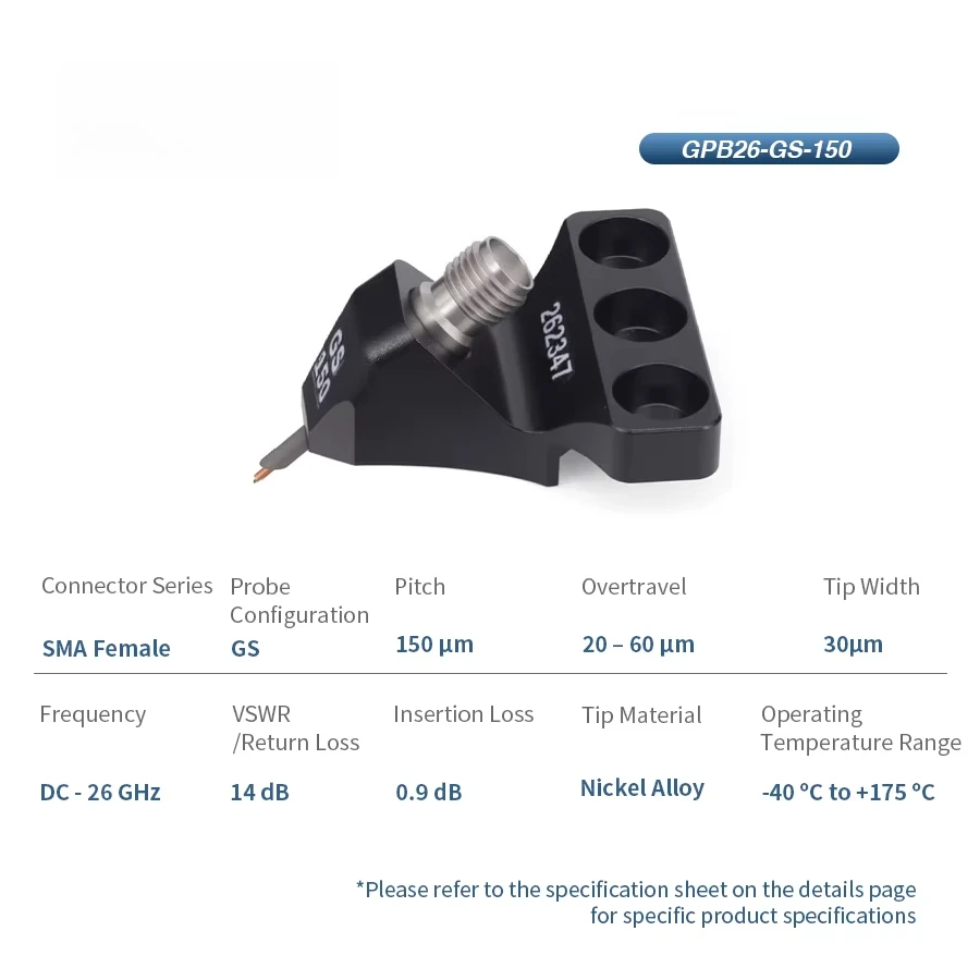 

Gwave 26.5GHz GS RF Probe, 0.15mm Pitch, SMA Female RF Connector, Ultra-Wideband High Frequency Test Probe