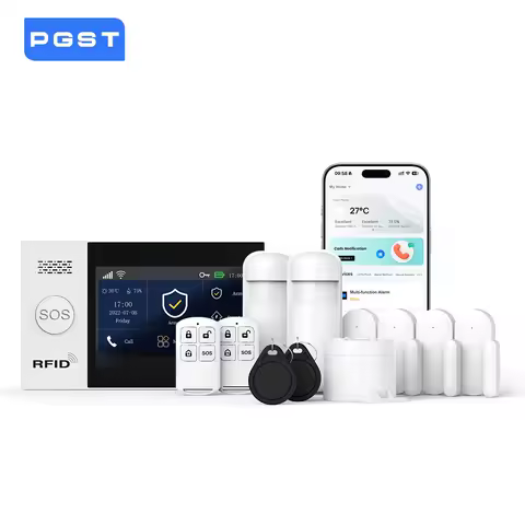 PGST 2G GSM Tuya Wireless Home WIFI Home Security With Motion Detector Sensor Burglar Alarm System APP Control Support Alexa