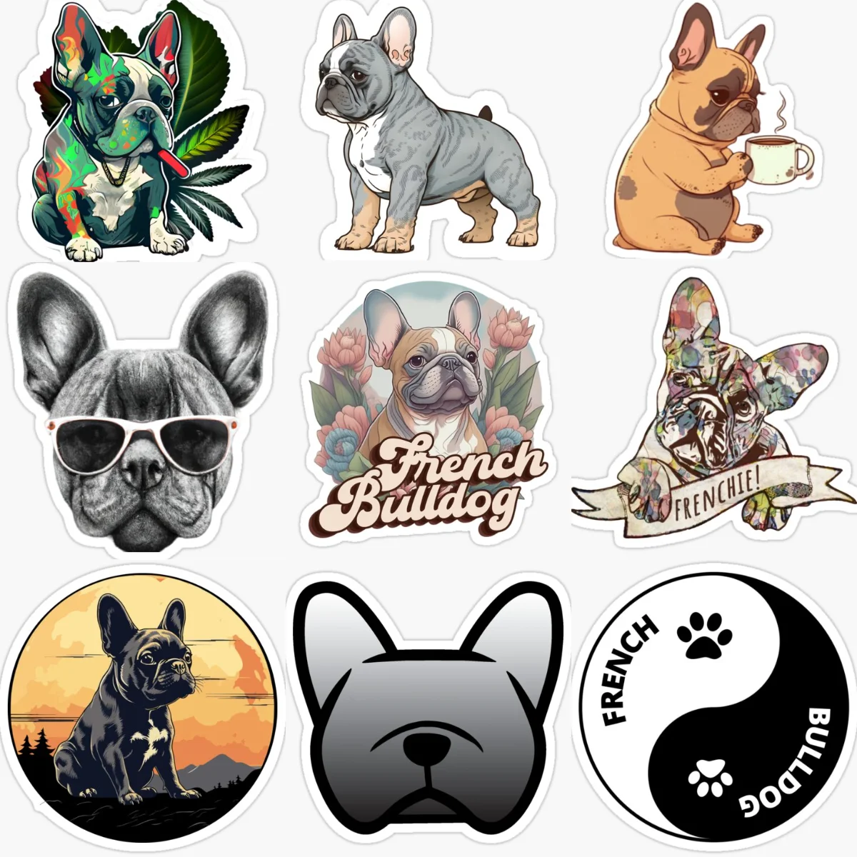 

French Bulldog Cute Pets Personalized Car Stickers for Car Bicycle Window Fridge Helmet Wall Decal Customizable Size