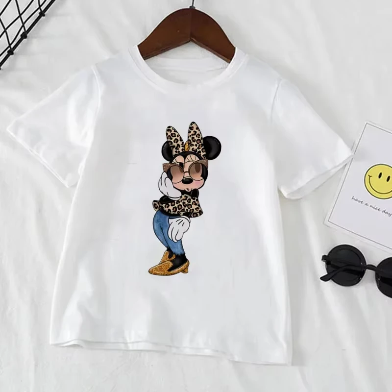 2026 جديد ديزني ميني ماوس الطفل الصيف قصيرة الأكمام تي شيرت الأبيض الاطفال تي شيرت للفتيات ملابس أطفال فتاة 1-12 سنة #3