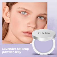 Lavender Makeup Powder Jelly For Women Natural Oil Control Long Lasting Compact Powder With Mini Puff Nude Makeup Setting Powder