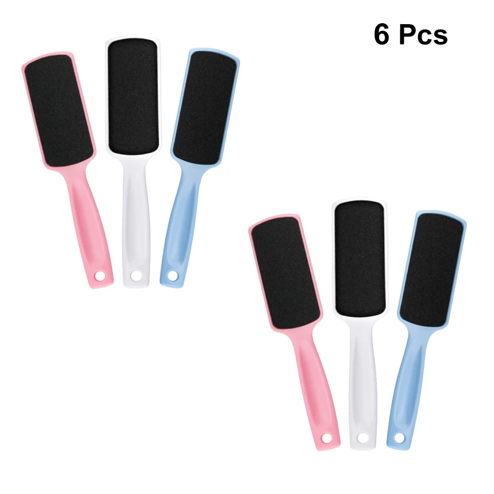 6pcs Plastic Double Sided Sandpaper Exfoliating Scrub File Foot Callus Remover Pedicure Tool Dead Skin Removal Portable Nail