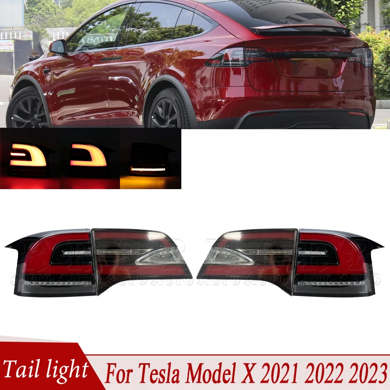 

For Tesla Model X 2021-2023 2024 Tail Light Assembly Fog Brake Lamp Turn Signal Light Reversing Light 1565492-00-B 1565496-00-C