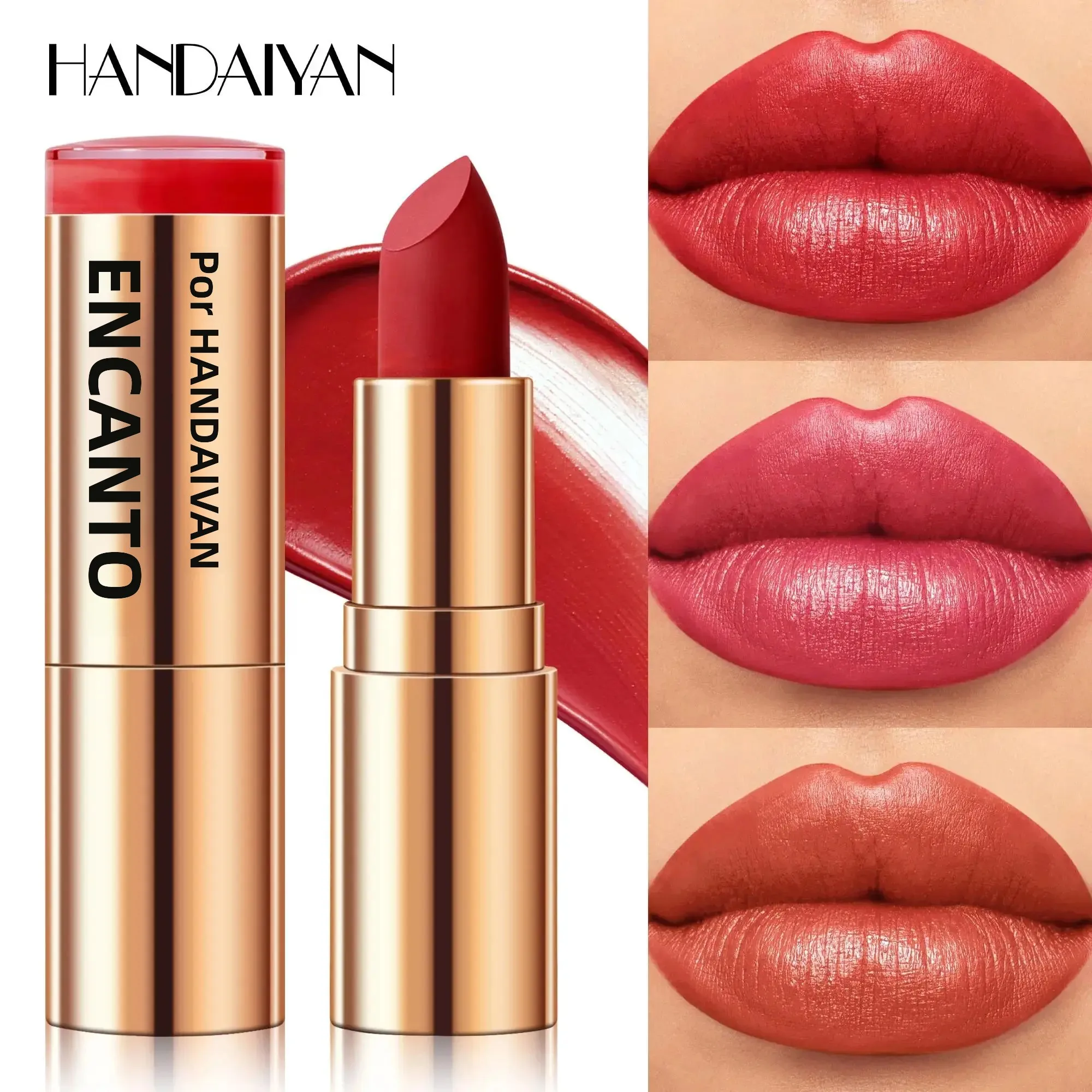 Batom de veludo hidratante de longa duração, à prova d'água, copo antiaderente, cobertura nutritiva cremosa, linha labial, fórmula de lama dourada brilhante