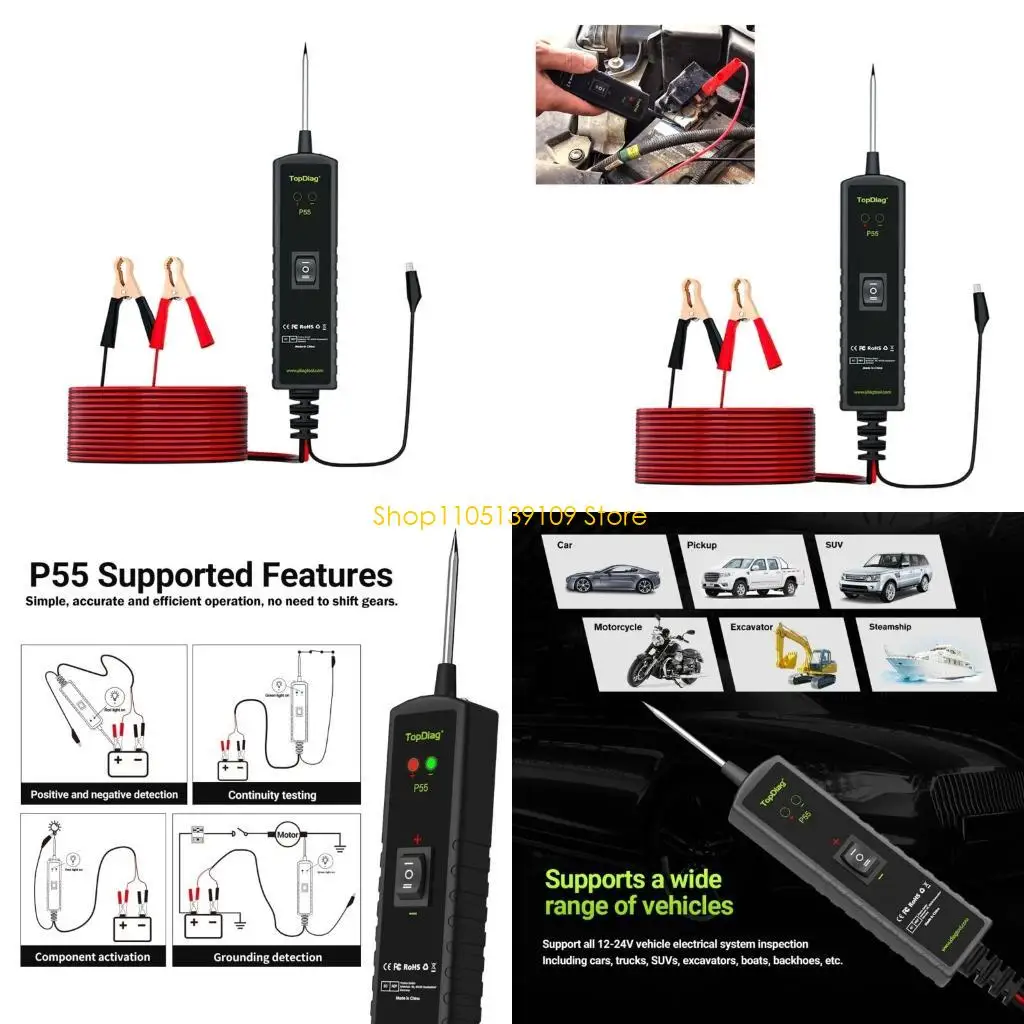 

P5ED Heavy Duty DC12V/24V Circuit Tester Test Light Automobile Electrical Testing Tool Voltage Current Tester