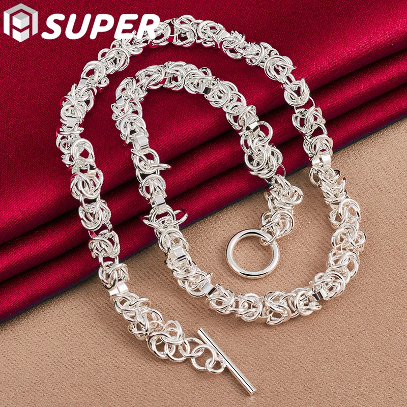 

925 Sterling Silver OT Button Many Circles Chain Necklace For Man Woman Wedding Engagement Fashion Jewelry