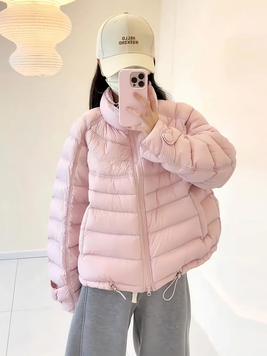 

Korean Sle ort Pink Women's down Jaet 2025 Winter Lightweight Stand Collar 90 White Du Feather Warm Outerwear