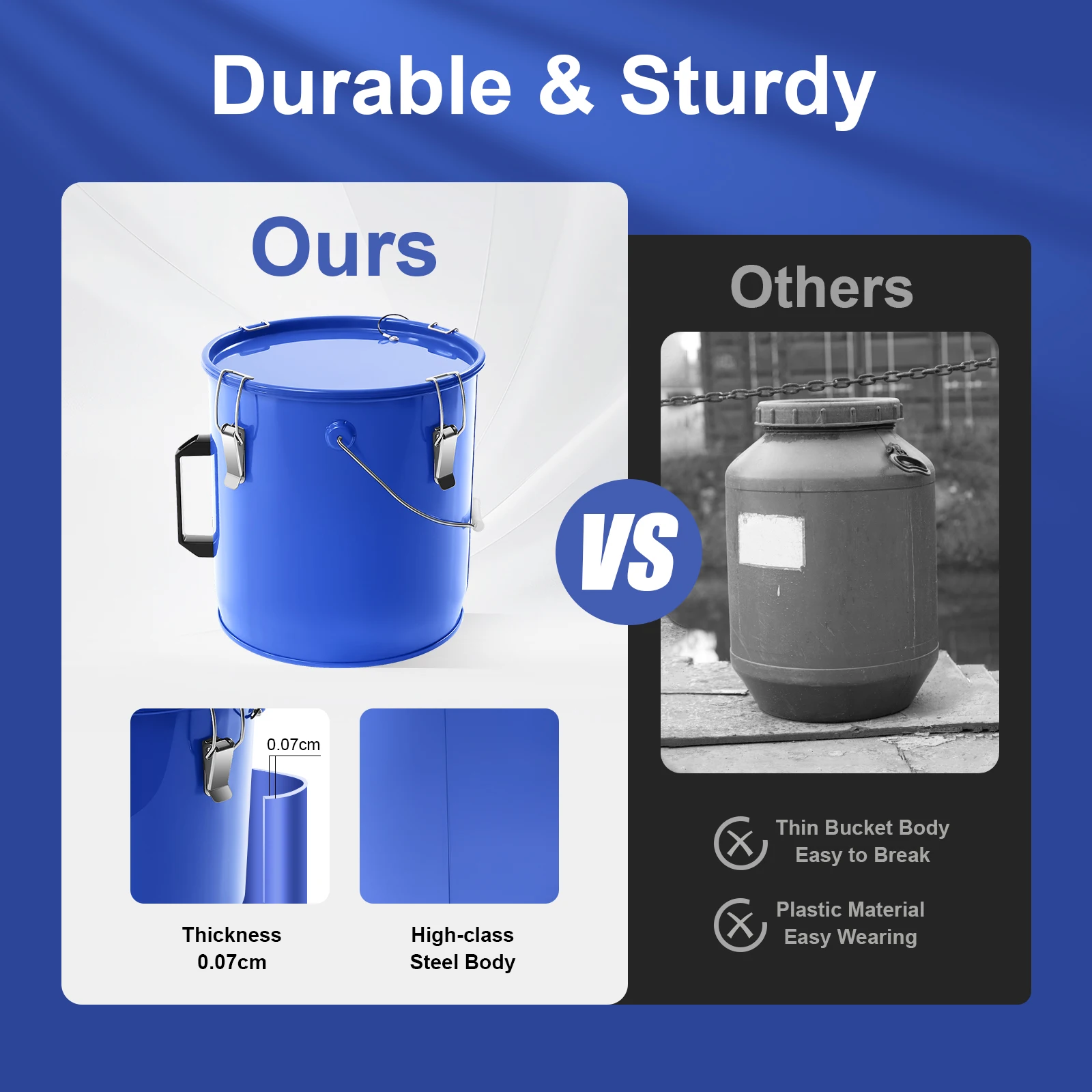 6Gallon Fryer Grease Bucket Blue Oil Bucket Oil Container 22.7L with Filter Bag