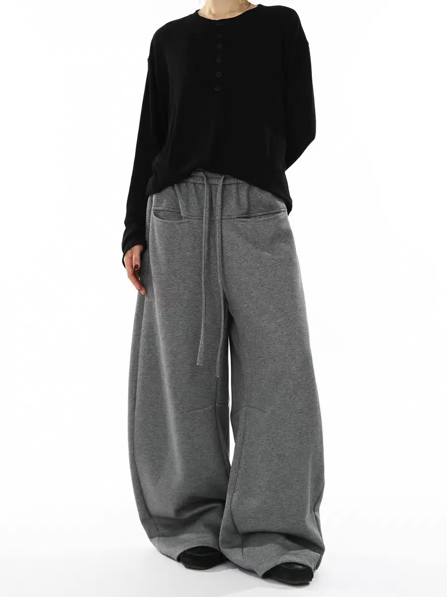 

American Retro Hip Hop Gray Machete Pocket Streetwear Men and Women Y2k Harajuku High Waist Fashion High Street Jogging Pants