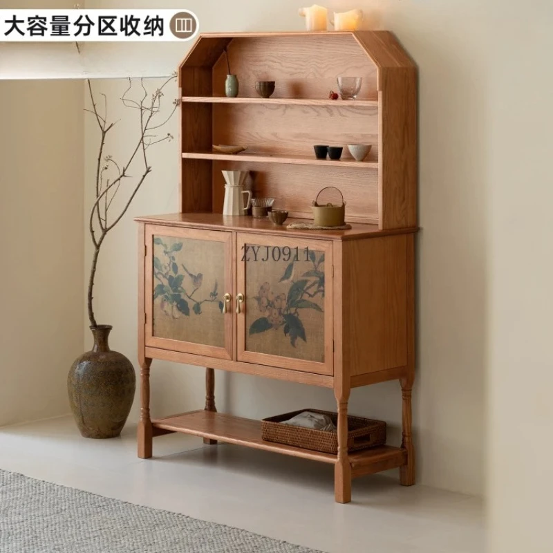 

Solid wood integrated storage cabinet against the wall, living room storage cabinet, retro dining side cabinet
