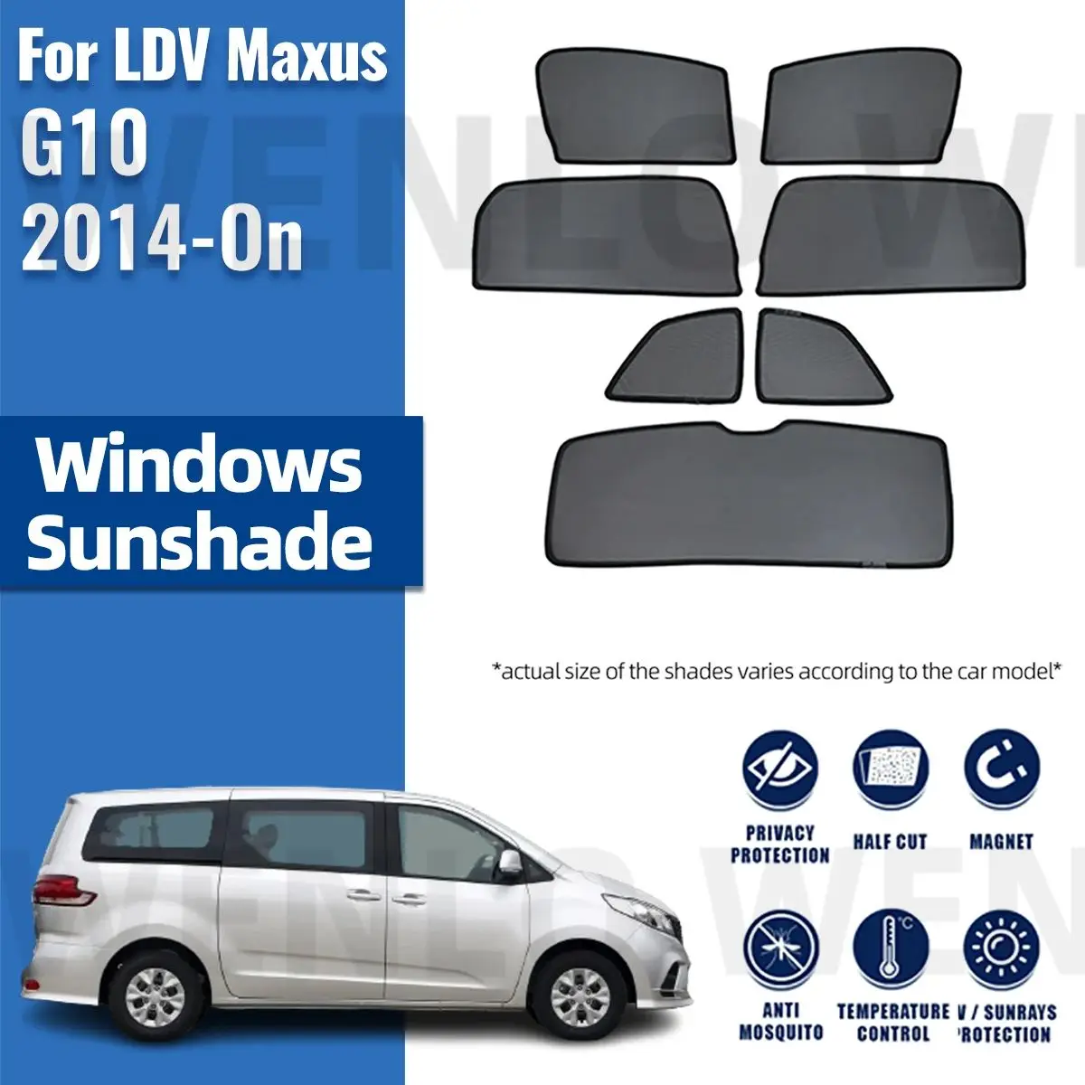 

For LDV Maxus G10 2014-2023 Magnetic Car Sunshade Shield Front Windshield Frame Curtain Net Baby Rear Side Window Sun Shade