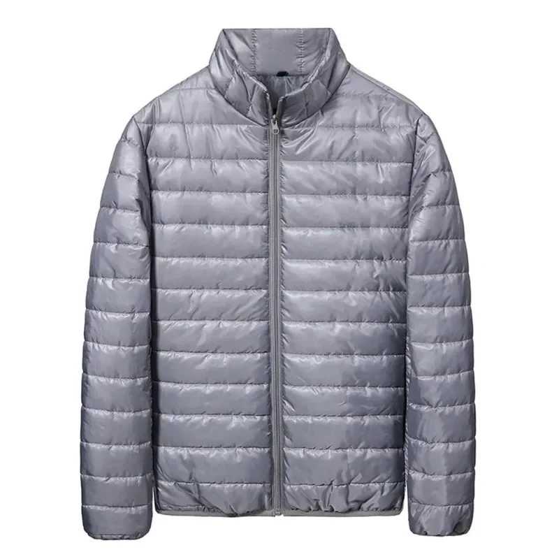 Men\'s Down Jacket Soft Lightweight Autumn Winter Solid Slim Padded Turtleneck Coat Male Casual Warm Long Sleeve Zipper Jackets