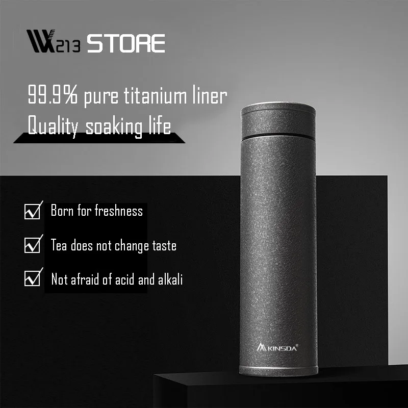 

380/480ml Business Thermos Cup With Tea Leak,Pure Titanium Liner Vacuum Flasks,Intelligent Display Temperature,Car Water Bottle