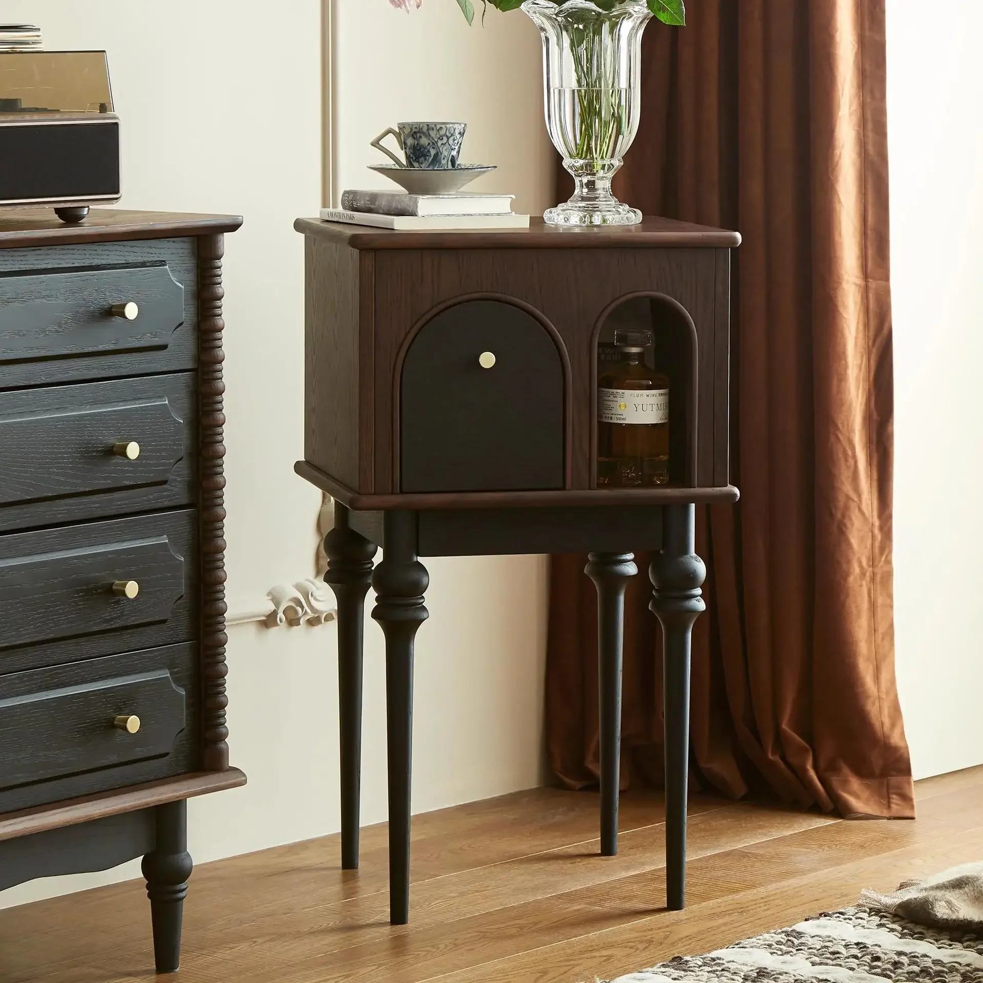 French solid wood light luxury locker bedroom furniture modern simple shelf bedside table storage