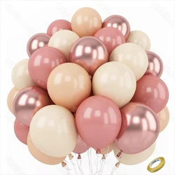 40Pcs Dusty Pink Balloons Set Boho Skin Beige Retro Bean Dusty Pink Rose Gold Latex Balloon for Birthday Girls Baby Shower Decor