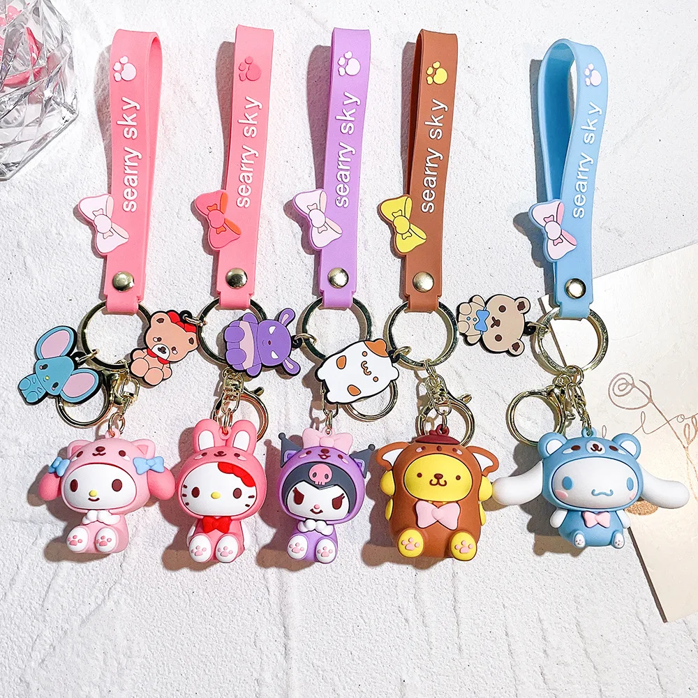 Hallo Kitty Mijn Melodie Kuromi Cinnamoroll Kawaii Mode Sleutelhanger Jongen Meisje Tas Hanger Schattige Pop Kind Speelgoed Verjaardagscadeaus