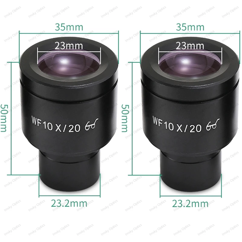 WF10X نقطة عين عالية مجهر مجال واسع عدسة مجال الرؤية 20 مللي متر تركيب العدسة 23.2 مللي متر للمجهر البيولوجي