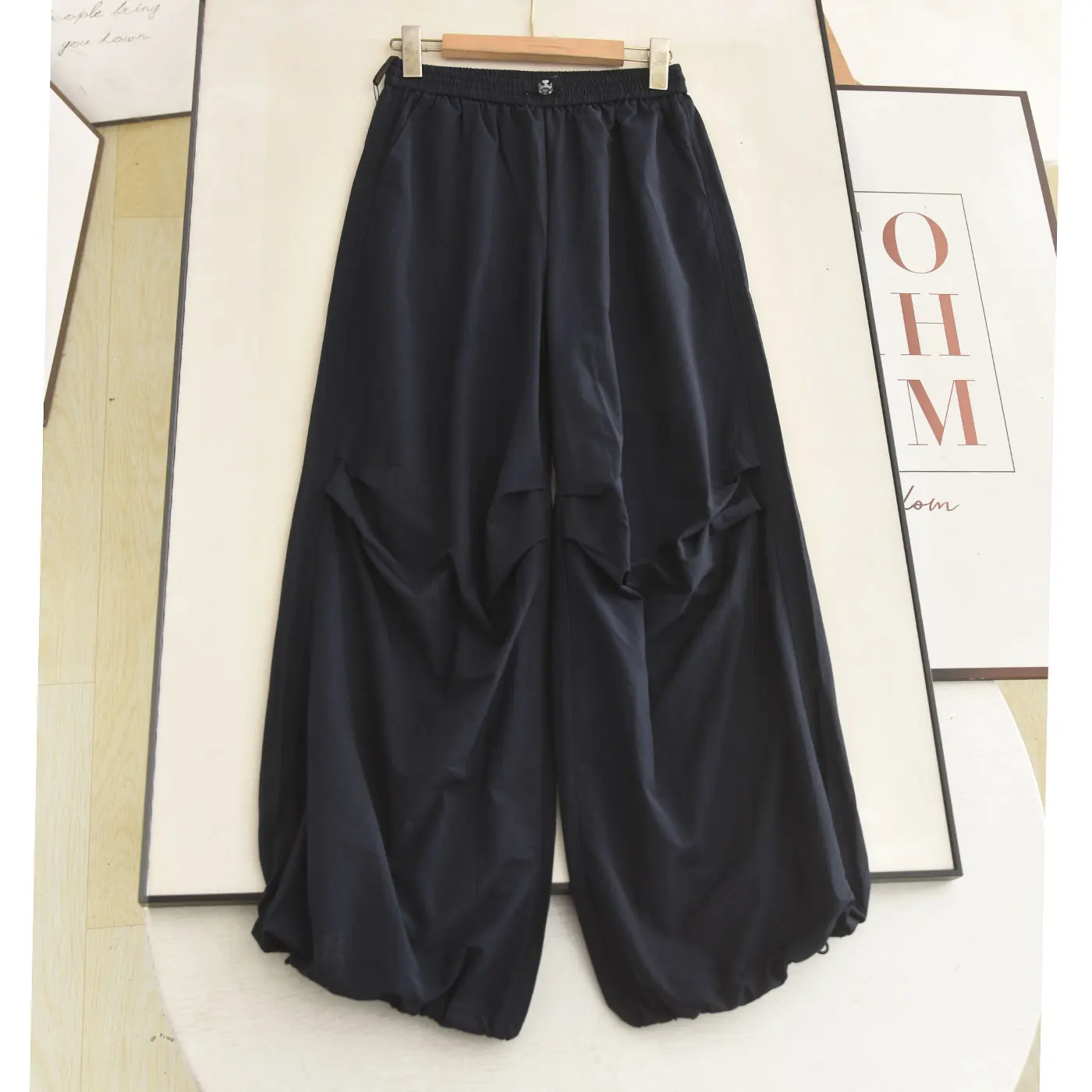 

High Waist Wide Leg Pants Women's Summer 2026 Casual Style Thin Elastic Workwear Style Paratrooper Pants Slimming Loose Fit