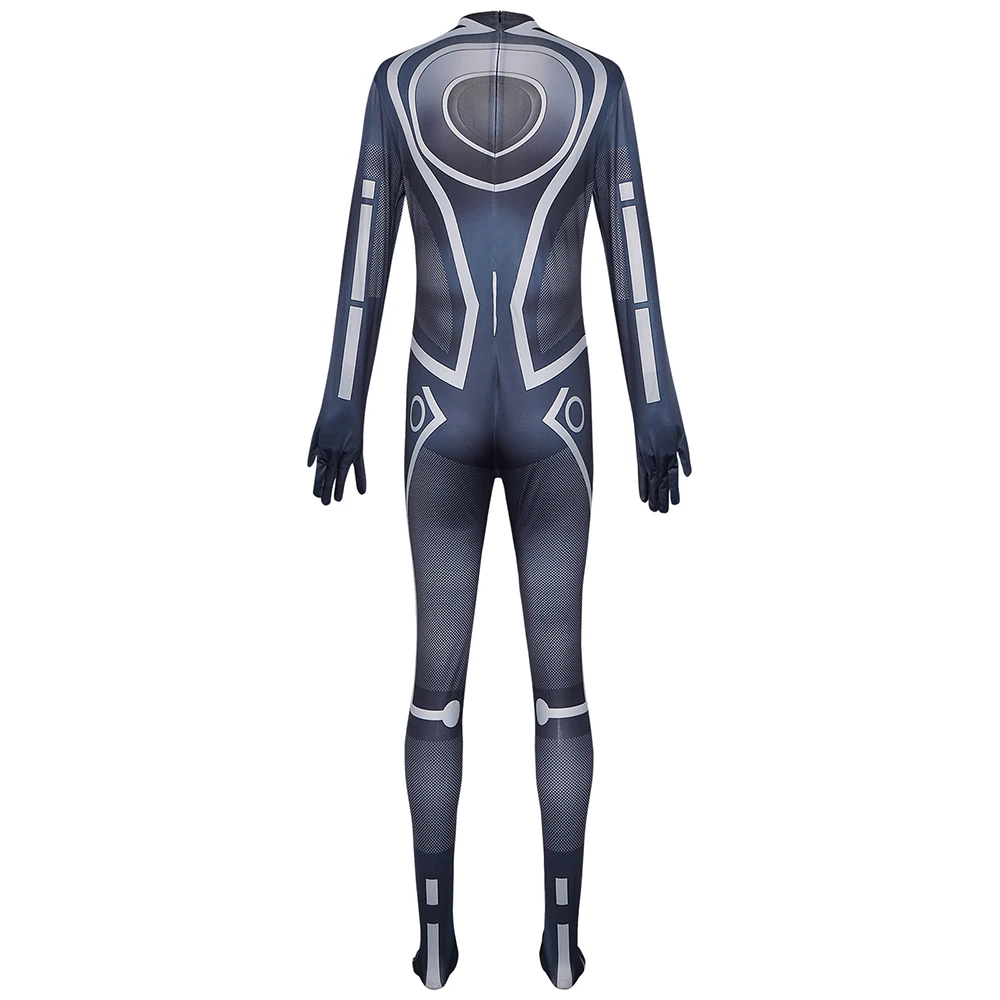 بدلة قفز زرقاء من فيلم ترون من البوليستر للأطفال البالغين أزياء تنكرية لحفلات الهالوين كرنفال #2