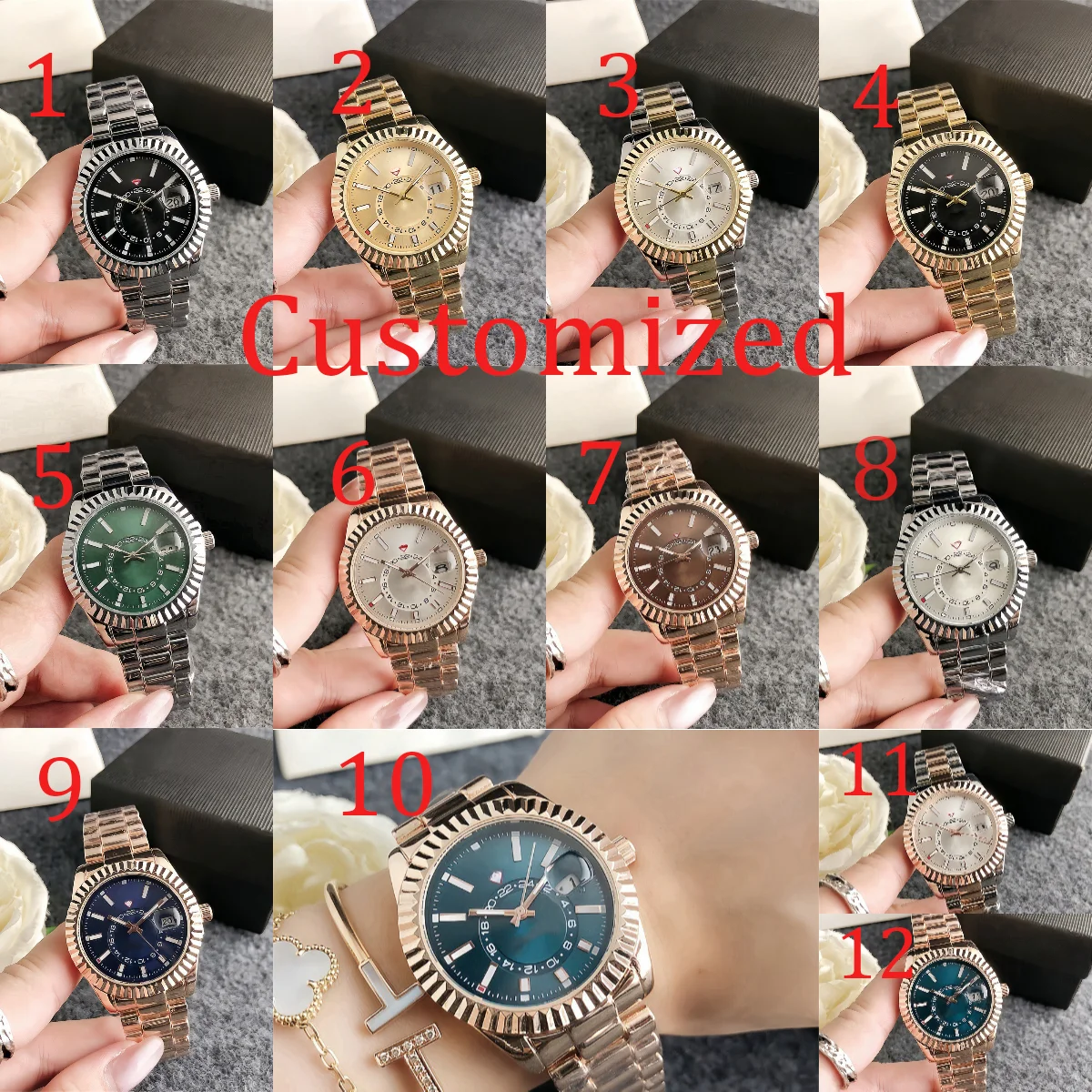 ساعة رجالية عصرية أوتوماتيكية بالكامل ساعة ميكانيكية مقاومة للماء بتقويم مزدوج وشريط فولاذي مكرر للأعمال يمكن تخصيصها