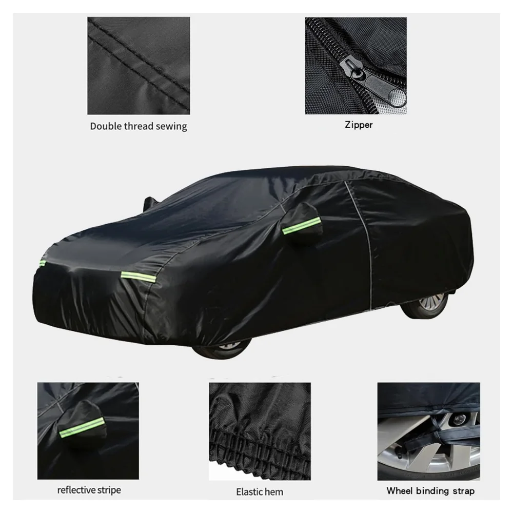 أغطية سيارة عالمية خارجية 190T خفيفة الوزن مقاومة للماء والأشعة فوق البنفسجية تناسب جميع الأحوال الجوية لسيارات الدفع الرباعي مع تخزين بسحاب