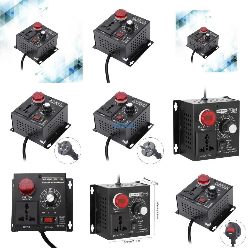 

E15A 4000W 220V SCR Regulator Single Phrase Motor Fan Speed Controller 9A