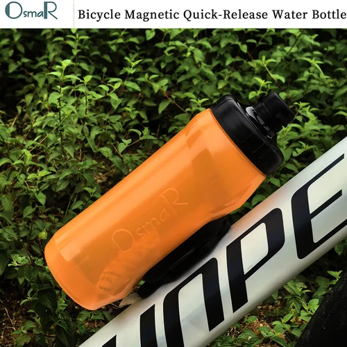Botella de agua magnética de liberación rápida para bicicleta OsmaR, botella de agua para ciclismo de 450ml/600ml/750ml, Material PE con Base de montaje magnética