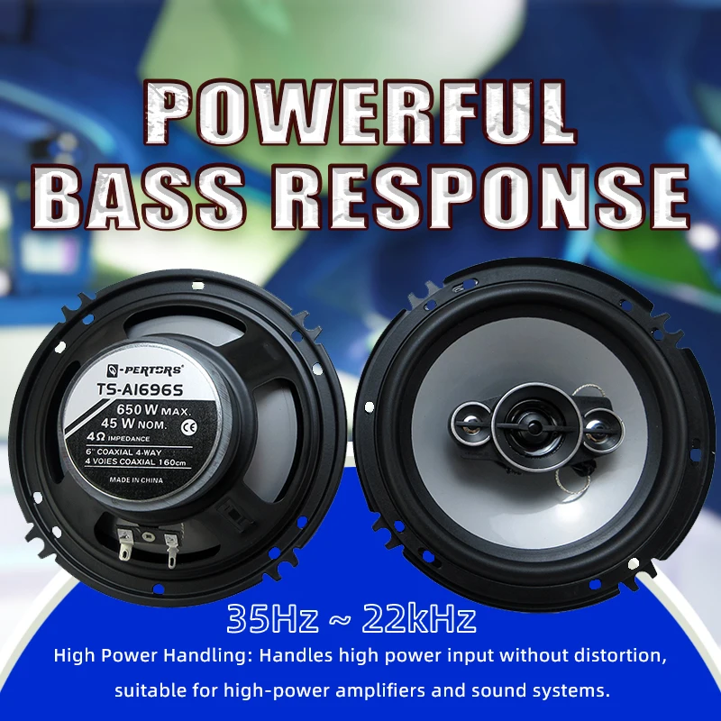 2PCS 6 inch 650W Car Audio Accessory Coaxial Speaker Full Frequency Universal Car Door Speaker HiFi Car Stereo Subwoofer