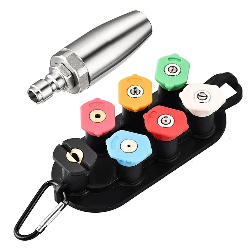 ABLL-Turbo Nozzle For Pressure Washer,4000PSI Rotating Turbo Nozzle 1/4Inch Quick Connect,7 Sprays Nozzle Tips&Nozzle Holder