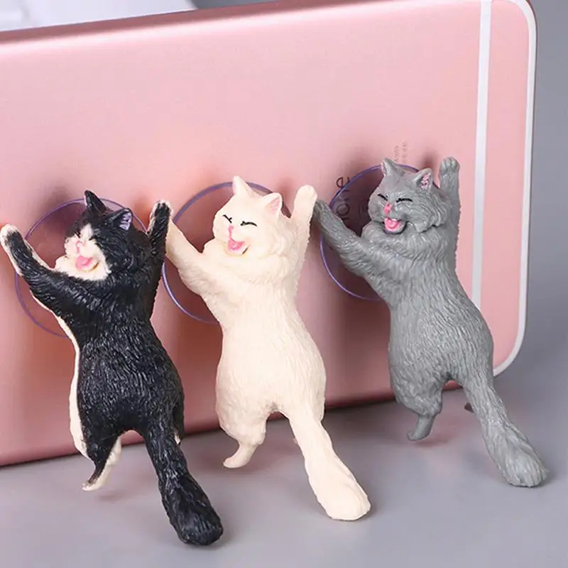 猫の形をしたユニバーサル携帯電話ホルダー,タブレット,吸盤,車のサポート,スマートフォン用の動物のデザイン