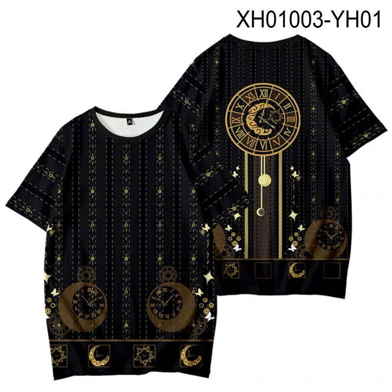 Moon Clock 3D Printing Summer Short Sleeve T-shirt Japanese Kimono Haori Yukata Cosplay Cool Harajuku Streetwear