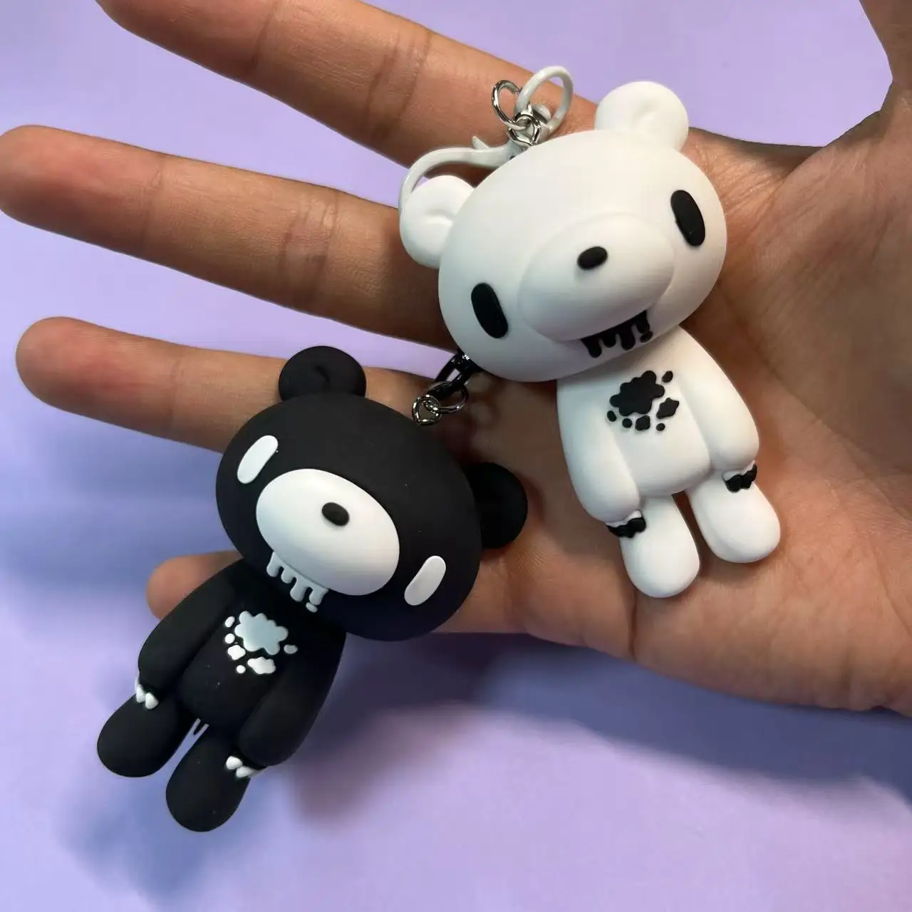 A high-end keychain in a minimalist black-and-white style, serving as a cool and sleek accessory to elevate your look.