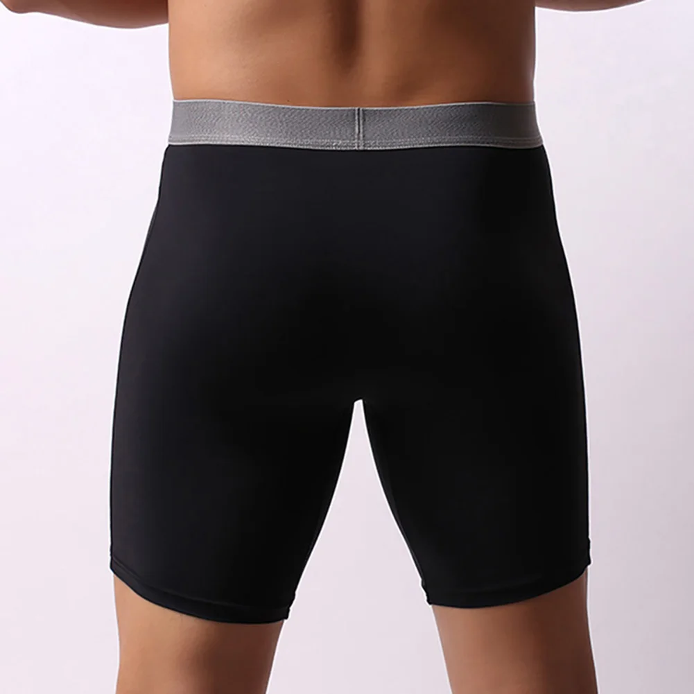 Men Long Seamless Smooth Short Underwear Thin Breath Briefs Sport Tights Sleepwear Elasticity Bottoms Panties Homewear