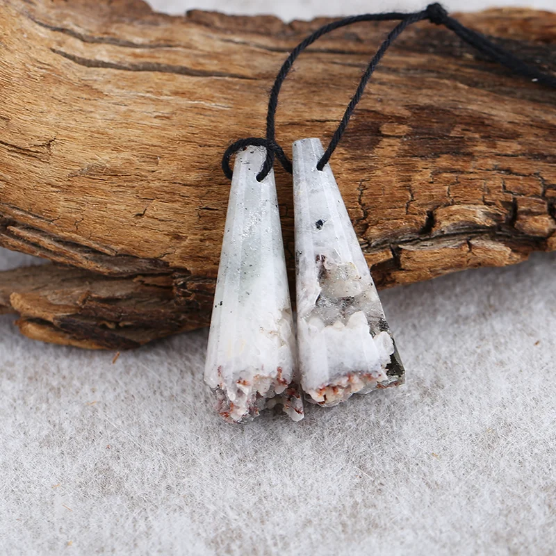 Natural White Geode Quartz Druzy Cylindrical Earrings Beads for Jewelry Making, Handmade Natural stones beads