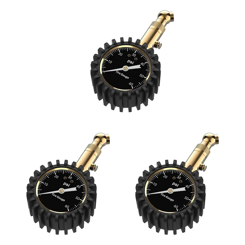 3X Tire Pressure Gauge - (0-60 PSI) Heavy Duty, Accurate With Glow Dial, Low - High Air Pressure Gauge