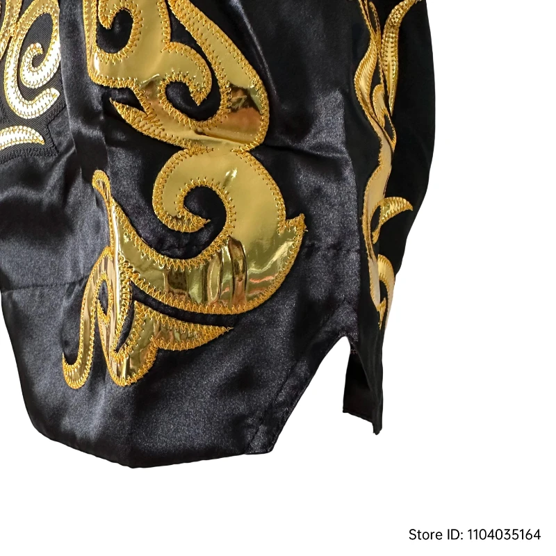 التايلاندية سراويل الملاكمة الأسود الملاكمة التايلاندية السراويل الرجال النساء الطفل أنيق التطريز BJJ MMA الملابس رياضة القتال كيك بوكسينغ سروال التدريب #5