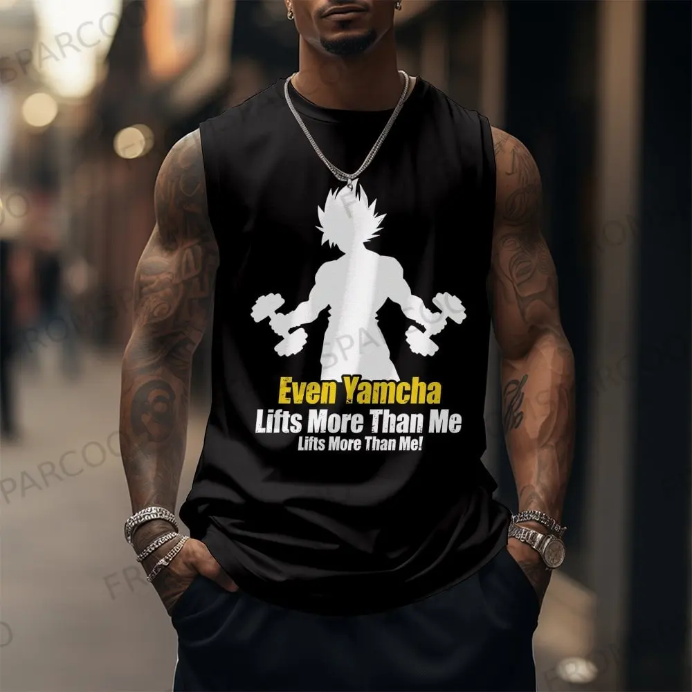 드래곤볼 애니메이션 손오공 프린트 순면 탱크탑 체육관 스포츠 캐주얼 남성 여름 패션 조끼