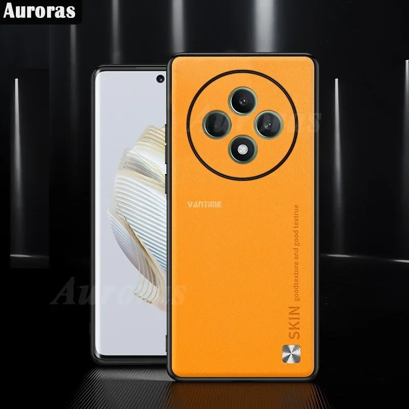 Skinlee für Oppo Reno 12f Fall einfarbig Leder weichen Rand stoß feste Abdeckung für Oppo Reno 12 Pro 5g Rücken gehäuse