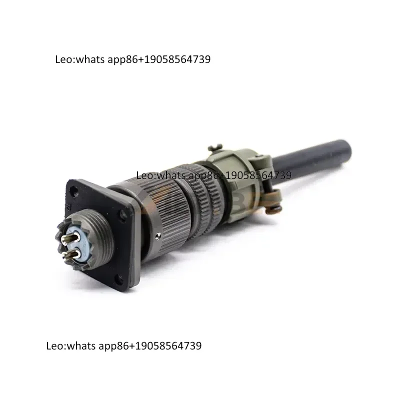 MIL-DTL-5015 Circular Connector MIL MS5015 2 Pin 10SL-4 Kit Solder Cup Threaded Coupling 13A Industrial Power IP67 Silver view 3