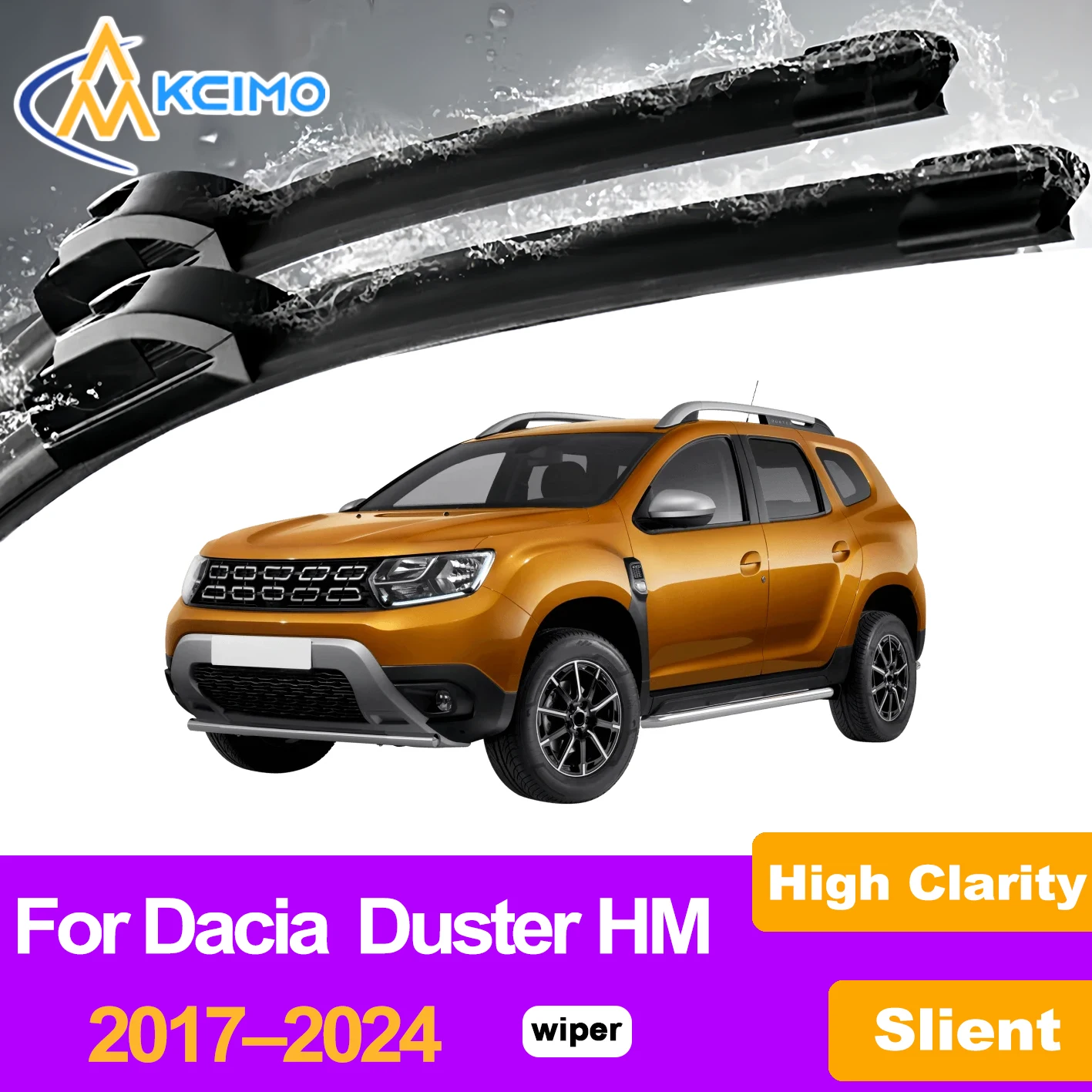

KCIMO 2PCS Front Windshield Wiper Blades For Dacia Duster HM 2017–2024, Rain Driving Clear Vision Car Accessories