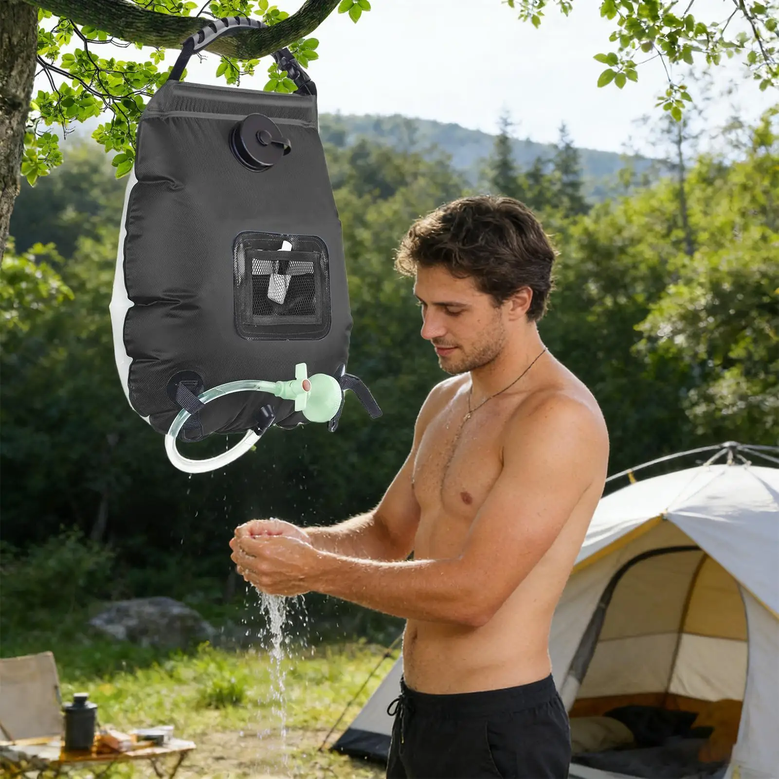 Solar Shower 5 Gallon/20L Removable Solar Bath Tool With Shower Head And Hose Portable Camping Shower For Outdoor Beach Indoor