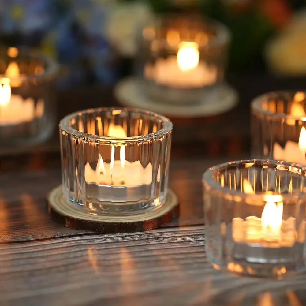 Tealight Candle Holders Thick Clear Glass, Tea Light Holder Bulk, Votive Candle Holders for Wedding Table Decor, Centerpieces