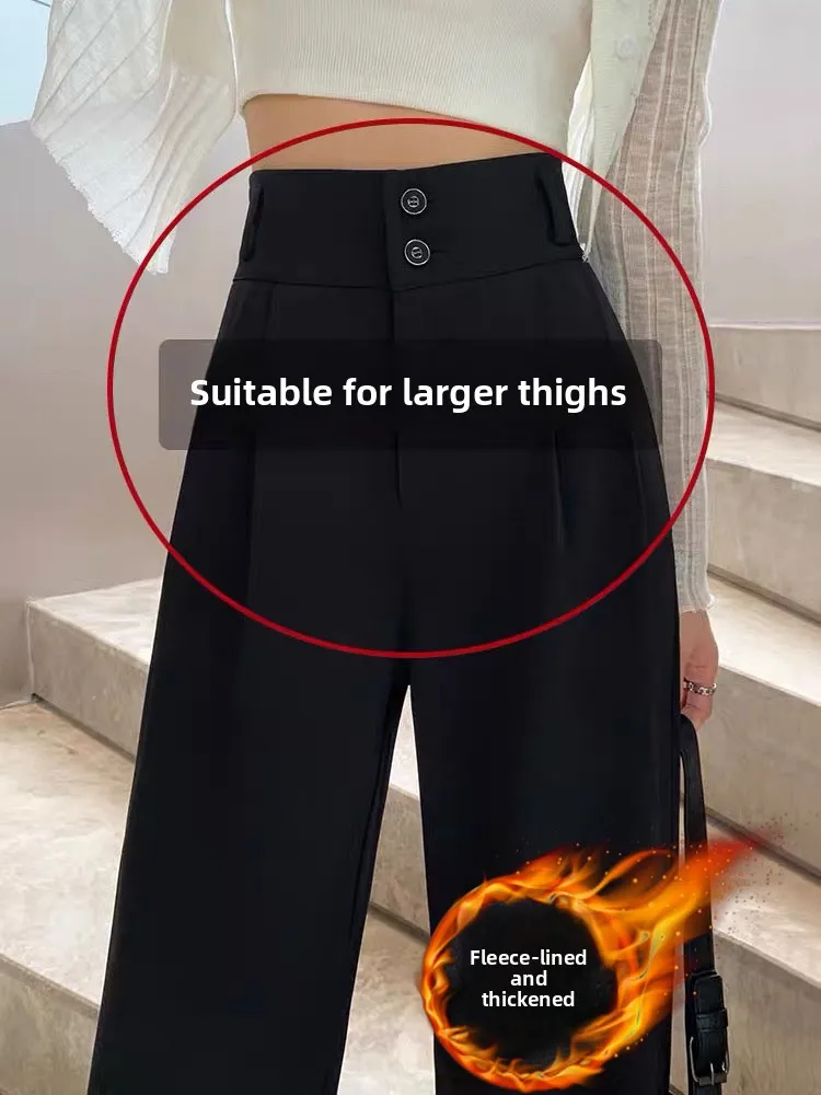 

Женские брюки-палаццо с флисовой подкладкой, утепленные, профессиональные, в пол, прямые, повседневные, с высокой талией, длинные