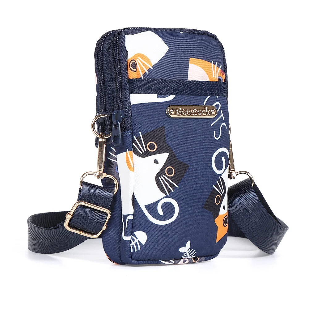 Women Mini Cell Phone Crossbody Bag Cartoon Pattern Light Weight Oxford Cloth Shoulder Bag Small Card Holder Pouch For Shopping Walking
