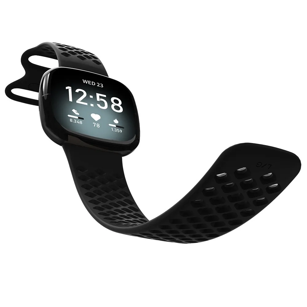 Breathable Sport Silicone Strap for Fitbit Versa 3 / Fitbit Sense Band Replacement Wristband for Fitbit Versa 3